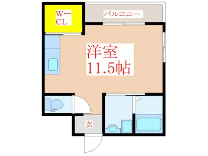 スペースII(ワンルーム/1階)の間取り写真