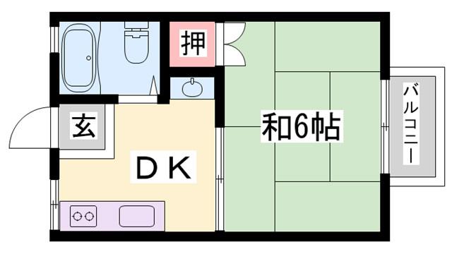 パナハイツ魚橋 S棟(1DK/1階)の間取り写真