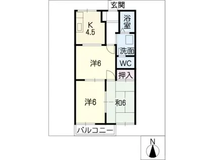 レジデンス新栄(2LDK/2階)の間取り写真