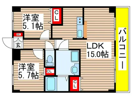 エステート習志野1号棟(2LDK/1階)の間取り写真