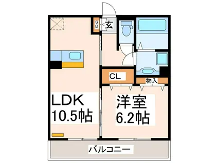シャンベルタン(1LDK/1階)の間取り写真