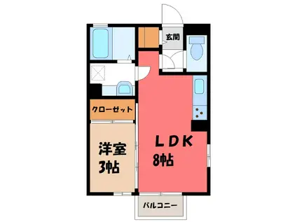 ブルーサファイア A(1LDK/1階)の間取り写真