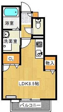 リガーレ天神西(ワンルーム/2階)の間取り写真