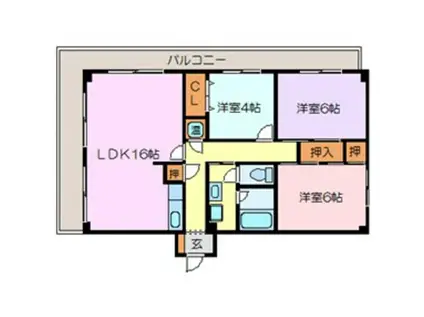 コープ野村水前寺(3LDK/3階)の間取り写真