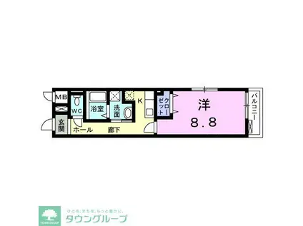 ボニート・プリムラ(1K/1階)の間取り写真