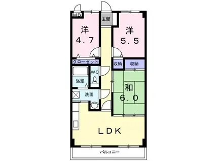 スカール太田(3LDK/6階)の間取り写真