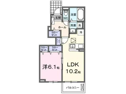 ハッピーメゾンVIII A(1LDK/1階)の間取り写真