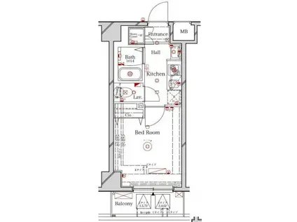 ラフィスタ品川ベイ(1K/2階)の間取り写真