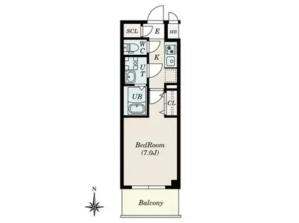 S-RESIDENCE名駅ノースII(1K/2階)の間取り写真