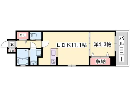 ラルース元塩町(1LDK/2階)の間取り写真