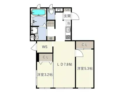 カーササルーテ東陽町(2LDK/1階)の間取り写真