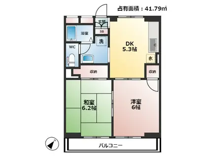 シルキーパレス1(2DK/1階)の間取り写真