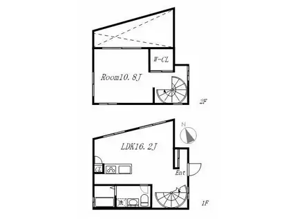 西武新宿線 沼袋駅 徒歩5分 3階建 築14年(1LDK/2階)の間取り写真