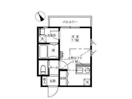 ピュアスプリング山手II号棟(ワンルーム/1階)の間取り写真