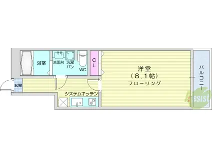 アスコット南光台(1K/1階)の間取り写真