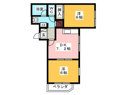 TWIN CREST(2DK/2階)の間取り写真