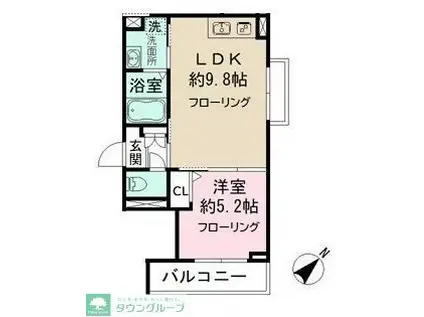 ヴィラスリーヴイ浦安(1LDK/4階)の間取り写真