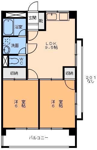 共和マンション(2LDK/6階)の間取り写真