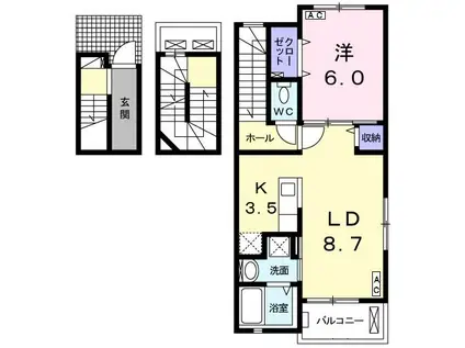 サンライズヒルVII(1LDK/3階)の間取り写真