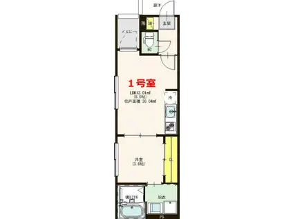 ハーモニーテラス醍醐御霊ヶ下町(1LDK/1階)の間取り写真