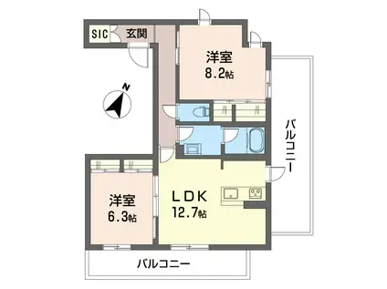 ヴィーブル(2LDK/3階)の間取り写真