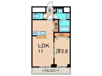 アンプルフェールエタン・セルマン昆陽(1LDK/1階)の間取り写真