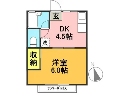 カーザビアンカA棟(1DK/1階)の間取り写真