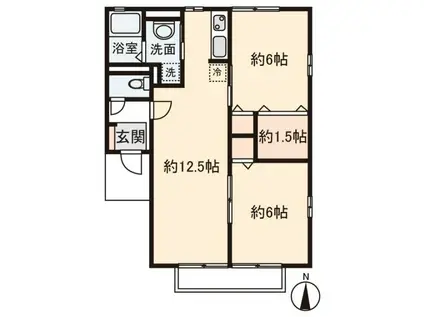 エスティアIV(2LDK/1階)の間取り写真
