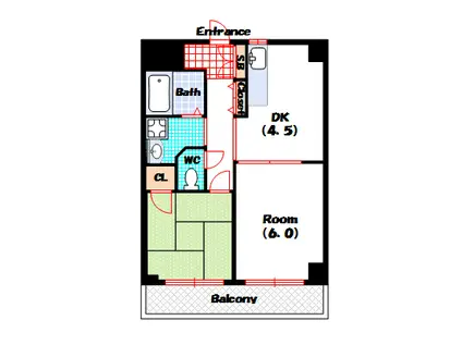 エクレール夕陽ヶ丘(2DK/10階)の間取り写真