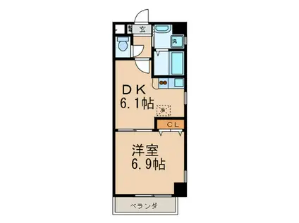 ハイネスト香椎参道(1DK/6階)の間取り写真