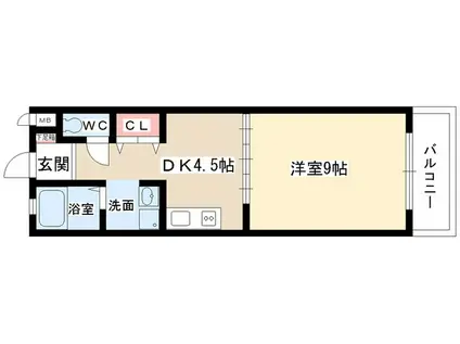 ベルコート(1DK/2階)の間取り写真