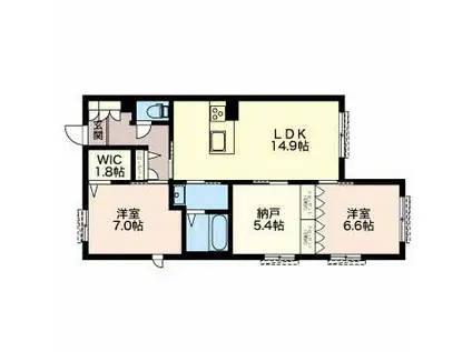 ヴェルリンク志賀(2SLDK/1階)の間取り写真