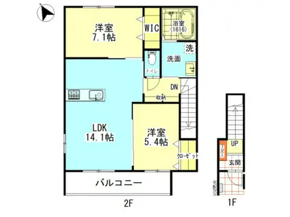 アルクス長束(2LDK/2階)の間取り写真