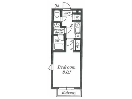 ハウス自由が丘(1K/3階)の間取り写真