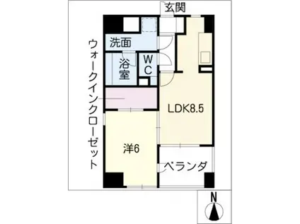 オーヴェスト日比野(1LDK/10階)の間取り写真
