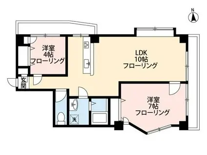 グリーンキャピタル小石川401(2LDK/4階)の間取り写真