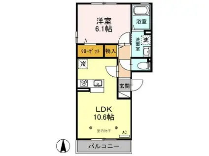 フローラ(1LDK/3階)の間取り写真