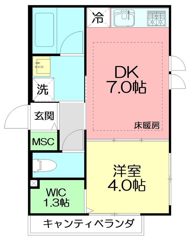 鵠沼石上2丁目メゾン(1DK/2階)の間取り写真