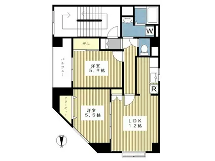 サンハイムK(2LDK/3階)の間取り写真