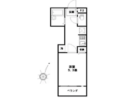 マリオン駒場(1K/1階)の間取り写真