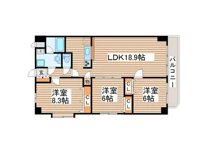 ラ・トゥール(3LDK/5階)の間取り写真