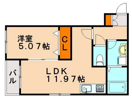 アーバンエルフ・ソワ(1LDK/2階)の間取り写真