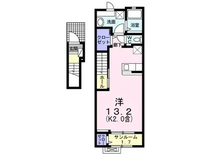 フォンターナ・ヴィータ(ワンルーム/2階)の間取り写真
