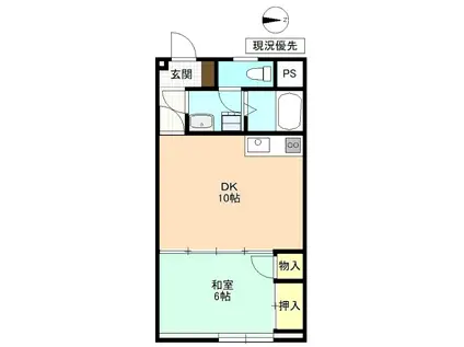 タウンハイツ花田(1DK/1階)の間取り写真