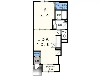 ヴィラ大畑(1LDK/1階)の間取り写真