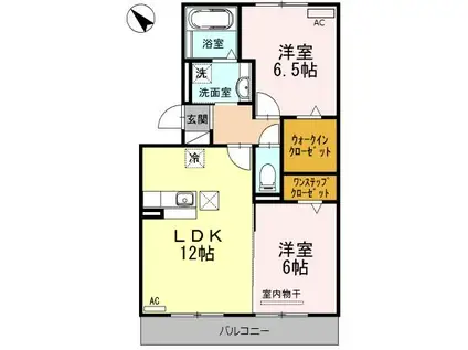 クレール亀山(2LDK/1階)の間取り写真