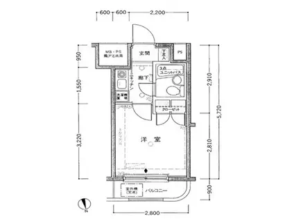 クリオ千駄木壱番館(1K/4階)の間取り写真