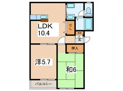 ロイヤルマンション(2LDK/2階)の間取り写真