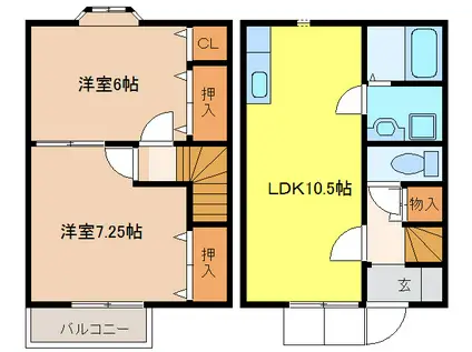 ハイツキューハイ(2LDK/1階)の間取り写真
