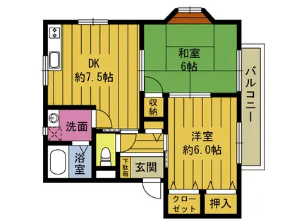 スカイ21 A(2DK/1階)の間取り写真